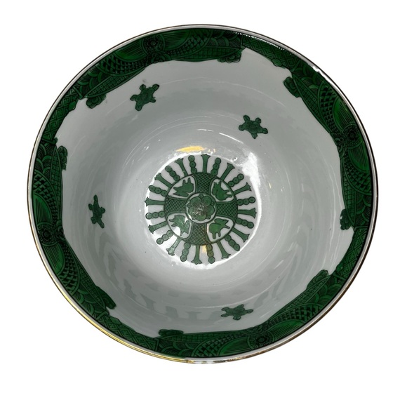 Vintage Gold Imari Serving Bowl Hand Decorated in Green|Gold|White Porcelain - Picture 2 of 12